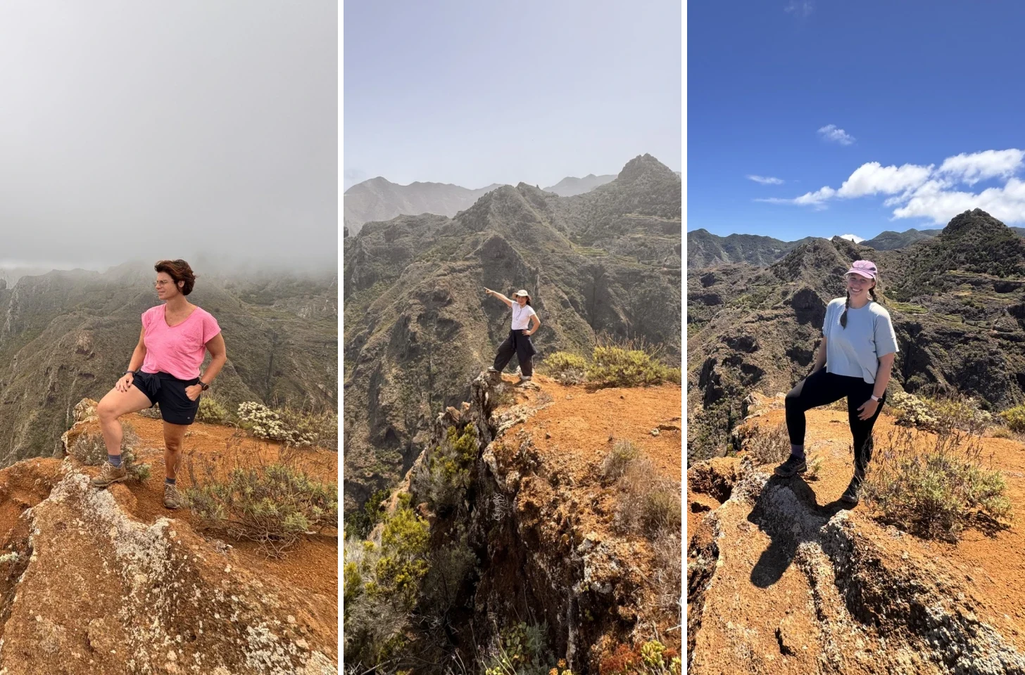 El tiempo en Anaga: el mismo mirador con tres cielos El mismo mirador de Anaga en tres días distintos: con nubes bajas, con bruma y con el cielo despejado